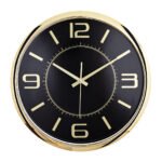 HELLEN404 SİYAH-ALTIN METALİZE ÇERÇEVE DUVAR SAATİ (420 MM)