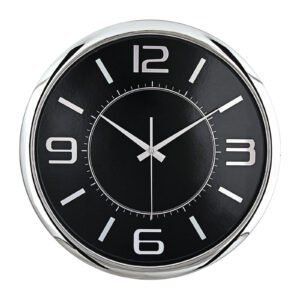 HELLEN404 SİYAH-GÜMÜŞ METALİZE ÇERÇEVE DUVAR SAATİ (420MM)