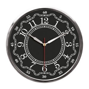 THOR707 SİYAH-GÜMÜŞ METAL ÇERÇEVE DUVAR SAATİ (320MM)